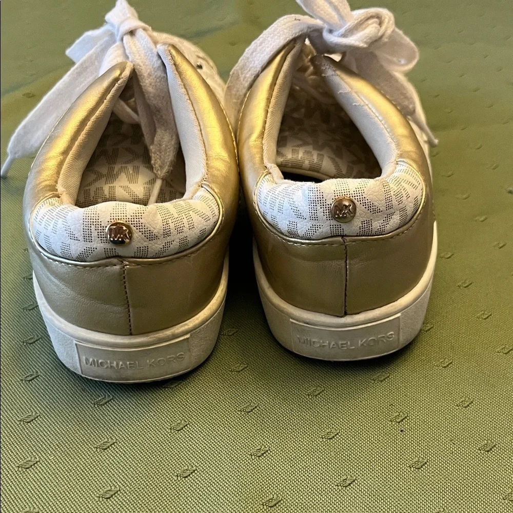 Michael Kors kids Gold and cream Logo Sneakers size 2